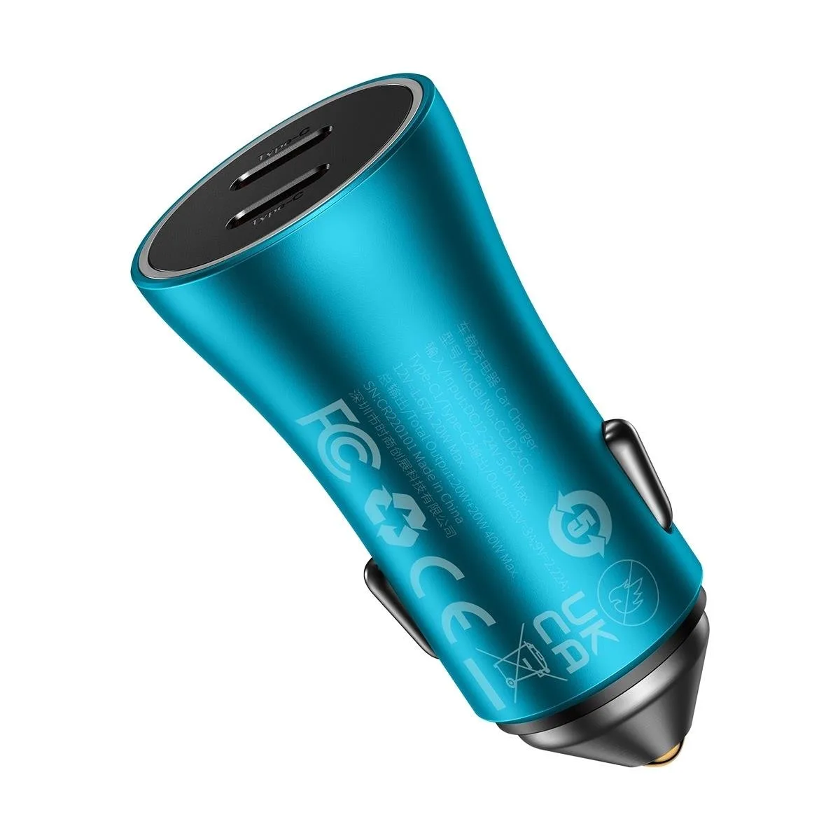 Golden Contactor Pro 2x USB-C 40W Car Charger - Blue 3