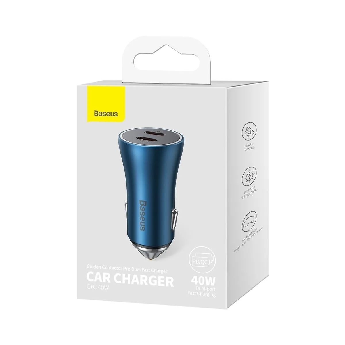 Golden Contactor Pro 2x USB-C 40W Car Charger - Blue 5