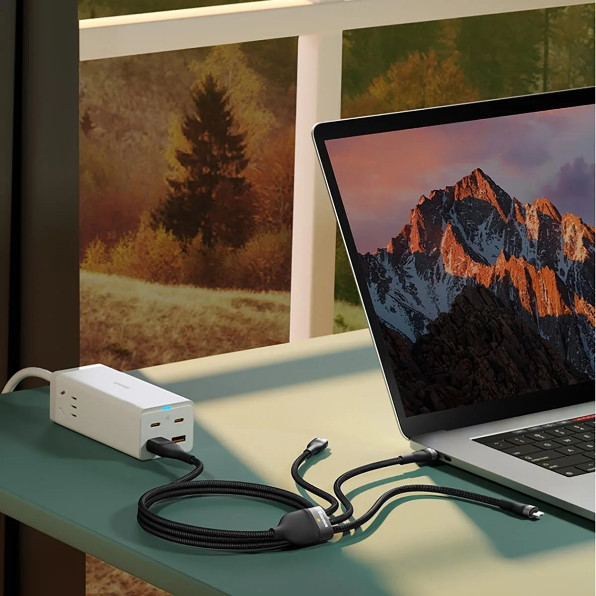 Cablu 4-în-1 USB+USB-C către USB-C / iPhone Lightning / micro USB, 1,2 m – negru 10