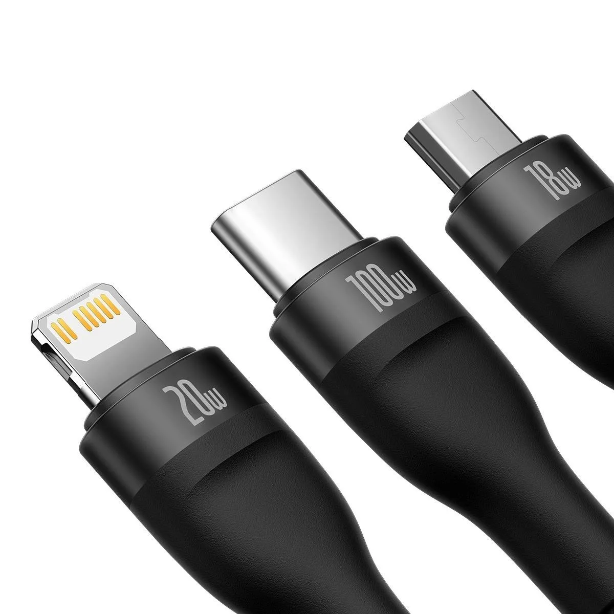 Cablu 4-în-1 USB+USB-C către USB-C / iPhone Lightning / micro USB, 1,2 m – negru 3
