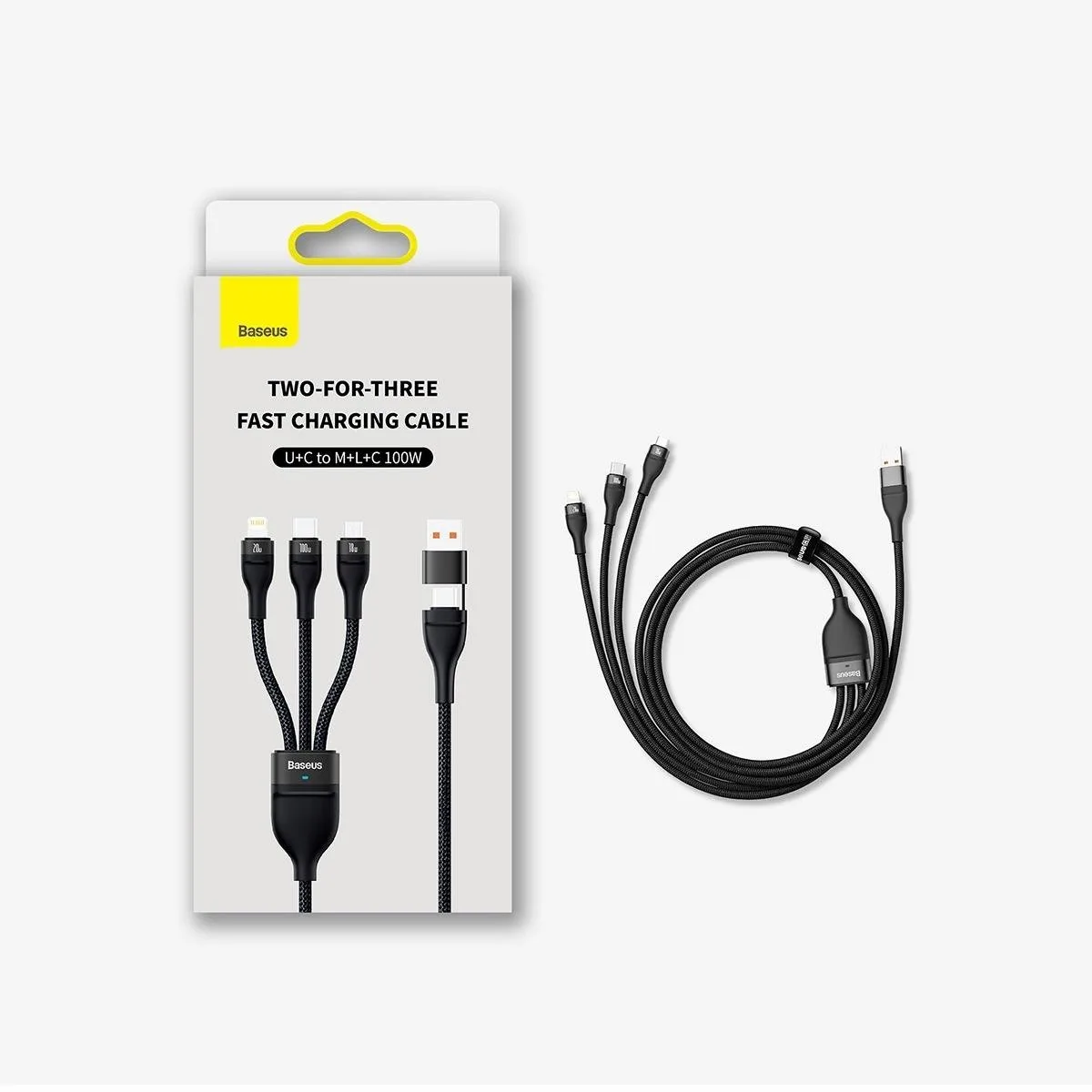 Cablu 4-în-1 USB+USB-C către USB-C / iPhone Lightning / micro USB, 1,2 m – negru 5
