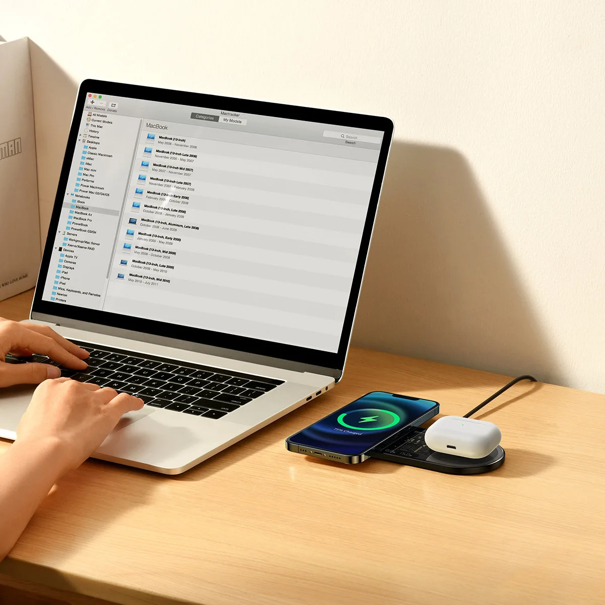 Képernyős kettős QI vezeték nélküli töltő, USB-C 20 W – fekete 8