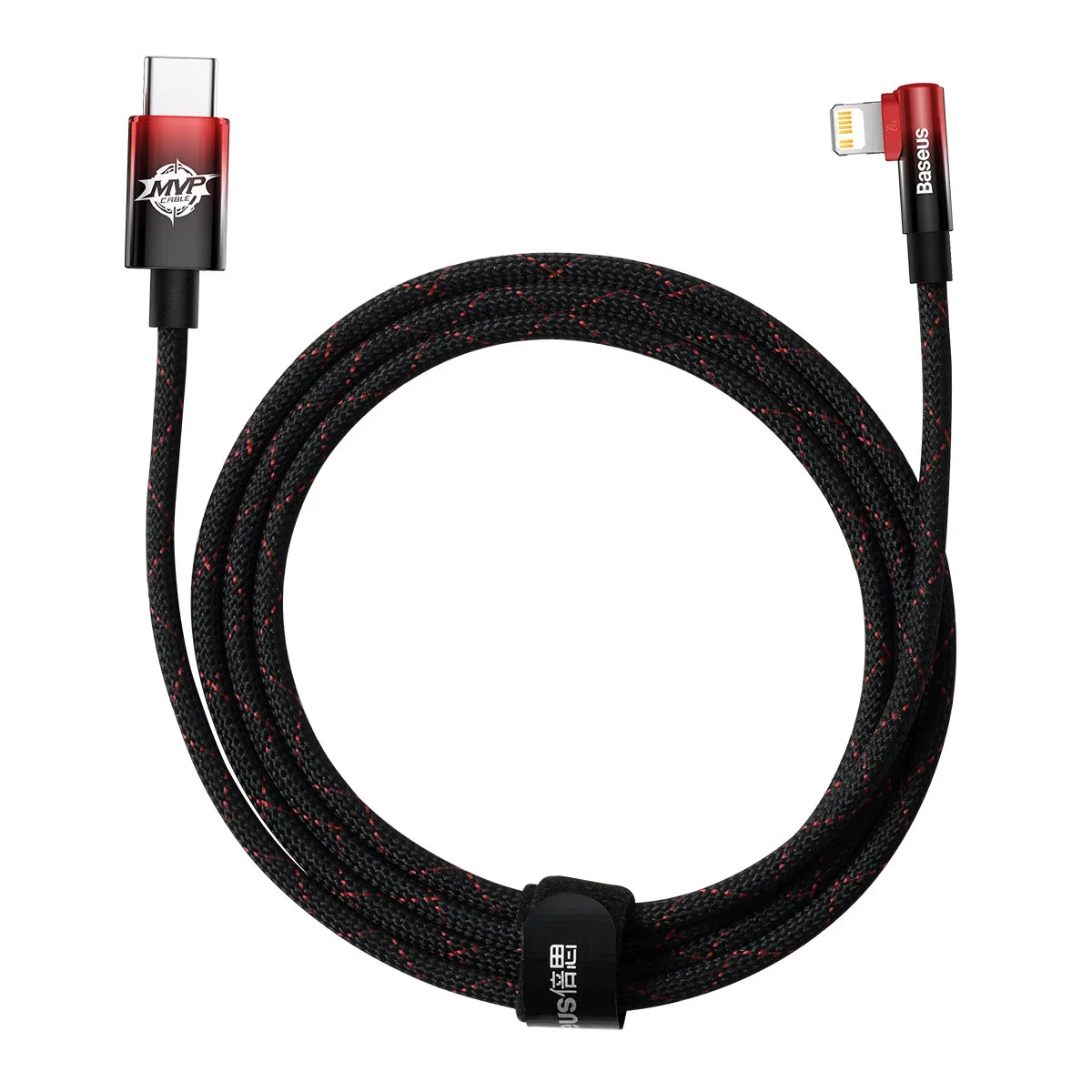 Kabel przewód kątowy MVP 2 z bocznym wtykiem USB-C / iPhone Lightning 2m - czerwony Kabel przewód kątowy MVP 2 z bocznym wtykiem USB-C / iPhone Lightning 2m - czerwony