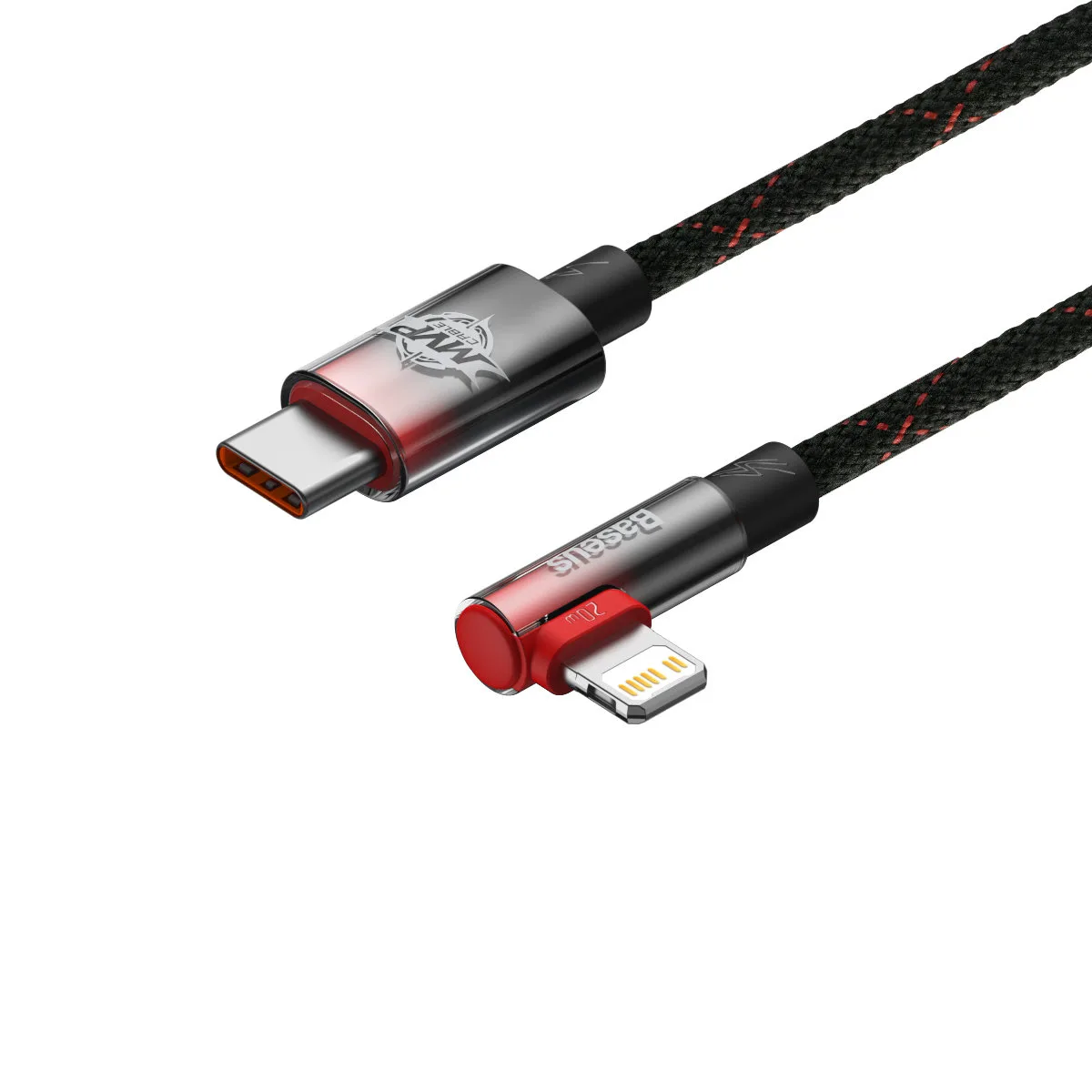 Kabel przewód kątowy MVP 2 z bocznym wtykiem USB-C / iPhone Lightning 2m - czerwony 3