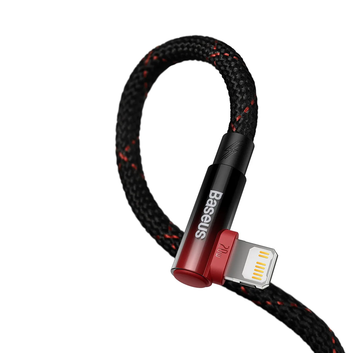 Kabel przewód kątowy MVP 2 z bocznym wtykiem USB-C / iPhone Lightning 2m - czerwony 4