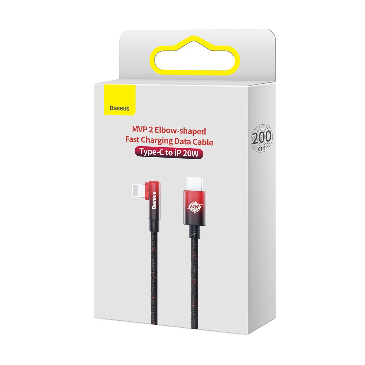 Kabel przewód kątowy MVP 2 z bocznym wtykiem USB-C / iPhone Lightning 2m - czerwony 5