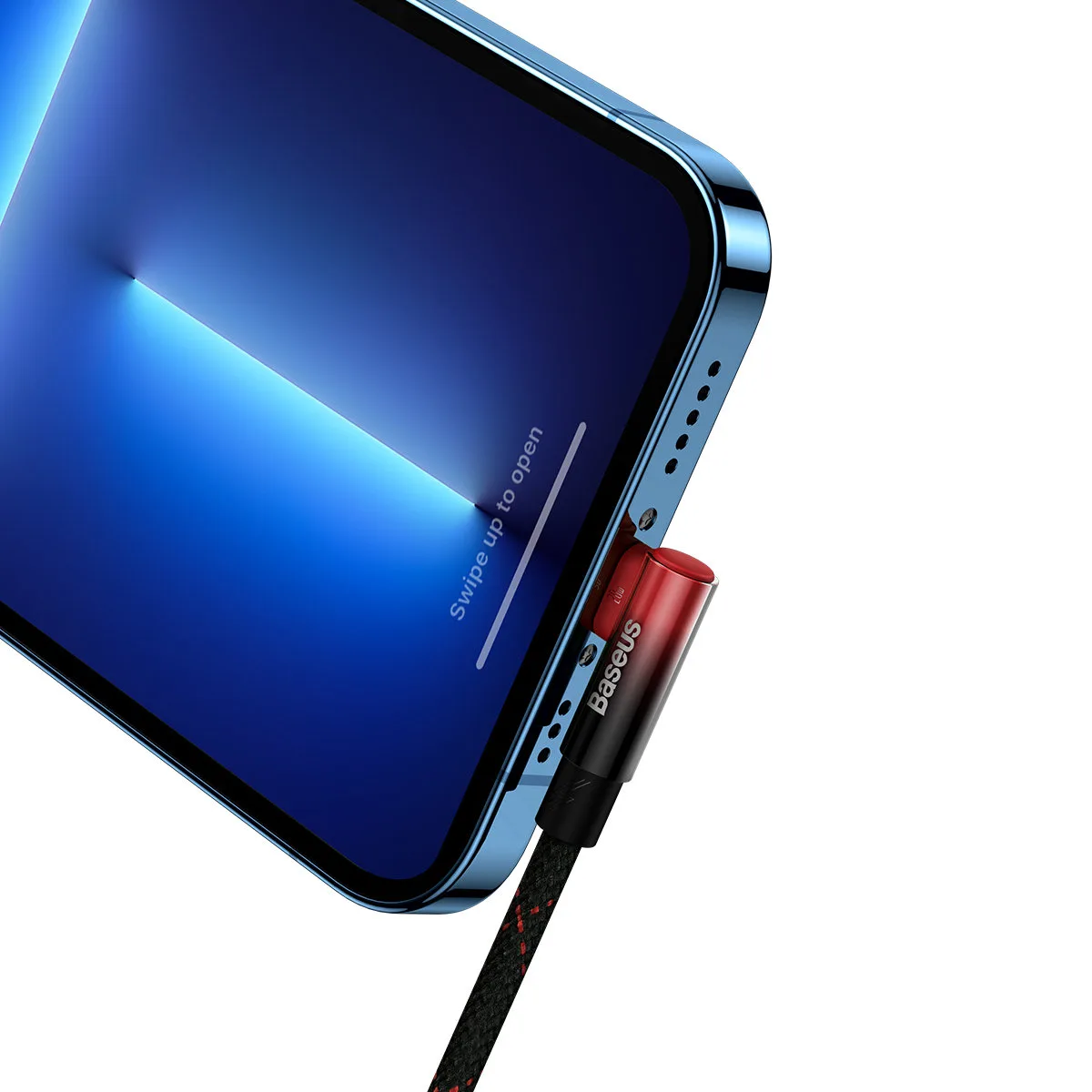 Kabel przewód kątowy MVP 2 z bocznym wtykiem USB-C / iPhone Lightning 2m - czerwony 7