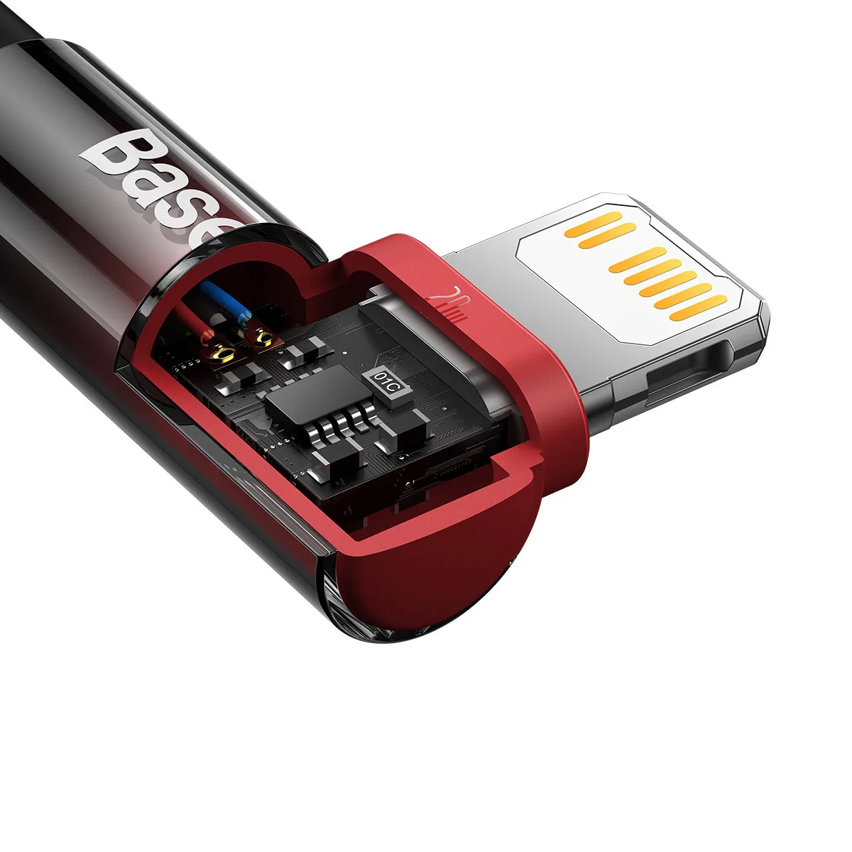 Kabel przewód kątowy MVP 2 z bocznym wtykiem USB-C / iPhone Lightning 2m - czerwony 8