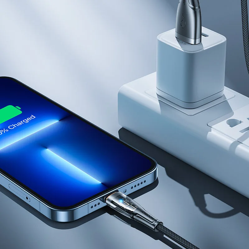 Kabel przewód z inteligentnym wyłącznikiem USB-A - iPhone Lightning 1.2m - czarny 8