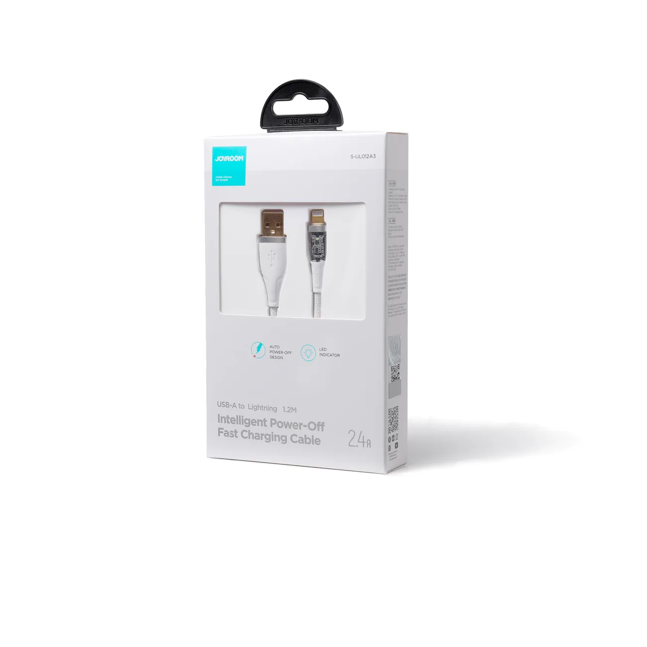 Cablu USB-A la iPhone Lightning cu Smart Switch, 1,2 m, alb 3