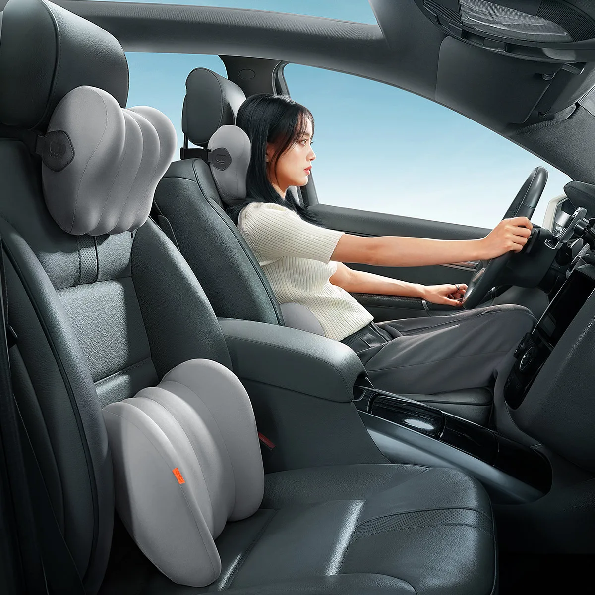 ComfortRide Car Headrest Pillow - Gray 10