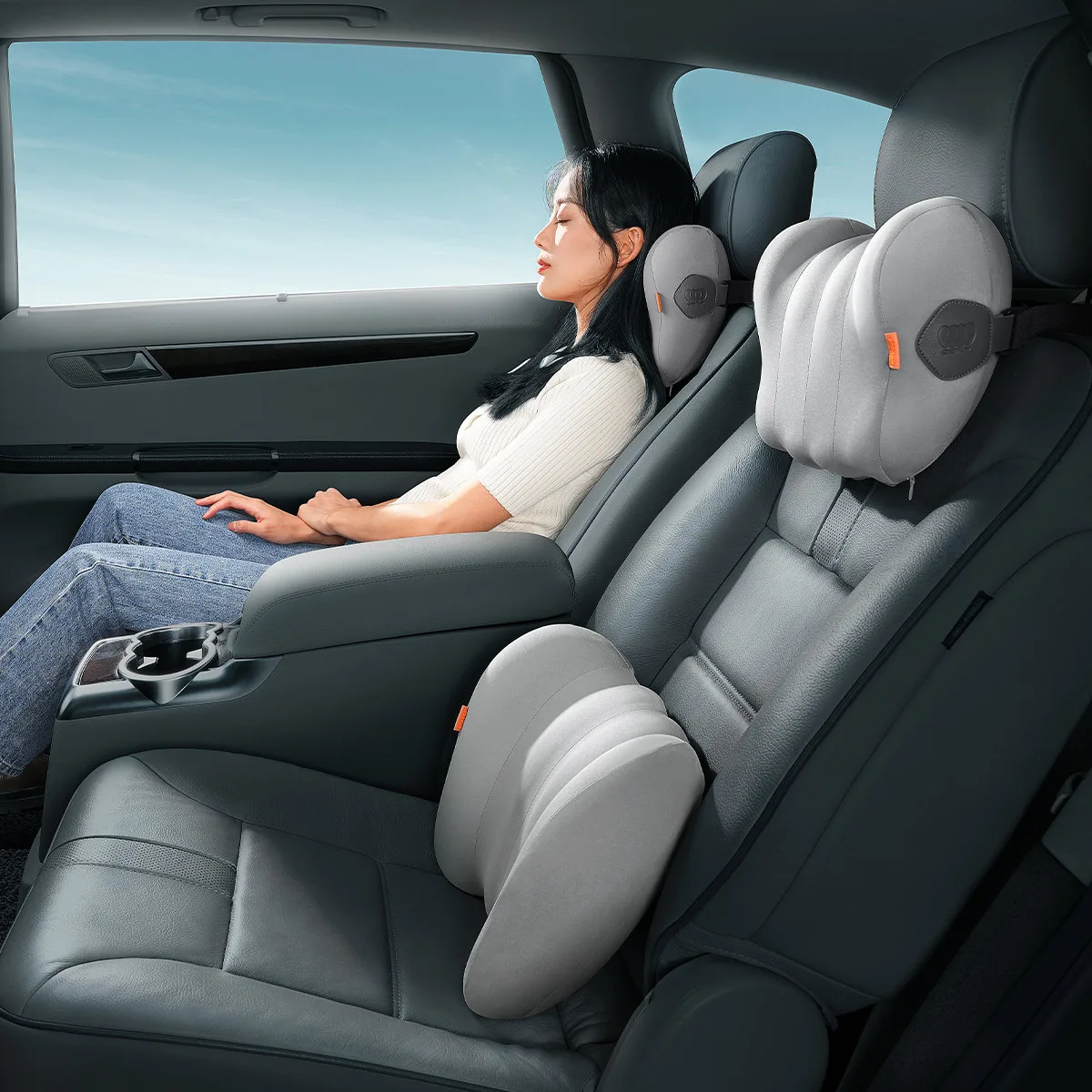 ComfortRide Car Headrest Pillow - Gray 11