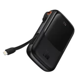 Power Bank de 10000 mAh cu cabluri USB, USB-C, iPhone Lightning și USB-C - Negru