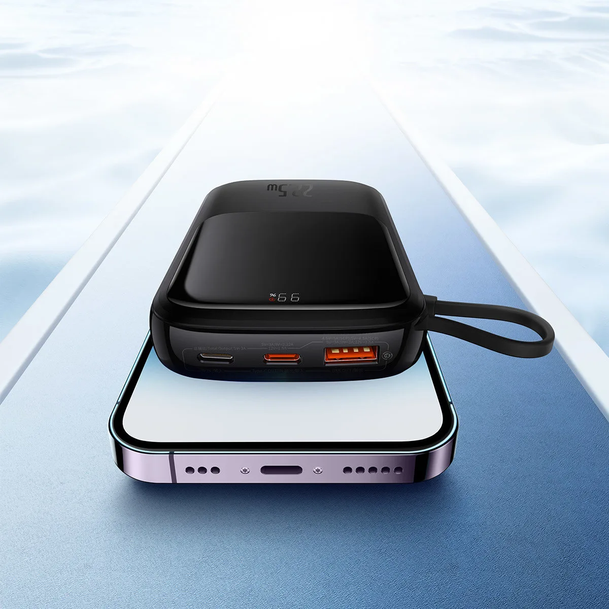 Power bank 10000mAh s USB, USB-C, iPhone Lightning i USB-C kabelom - crna 7