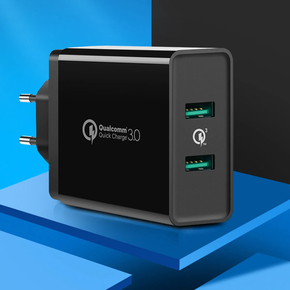 Ładowarka sieciowa do telefonu 2x USB-A 36W QC3.0 - czarna 2