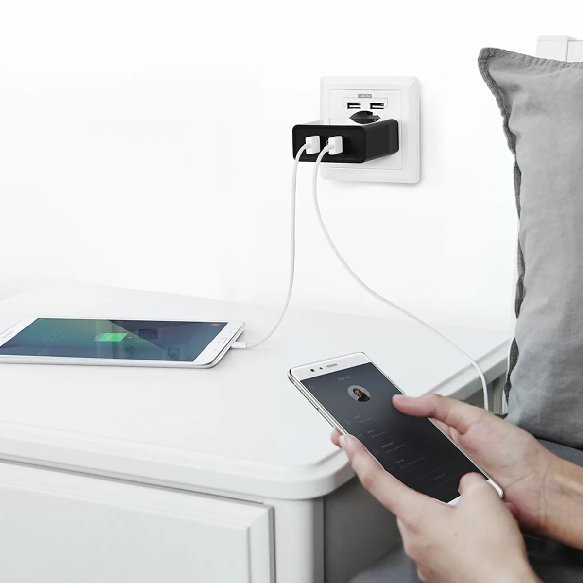 Ładowarka sieciowa do telefonu 2x USB-A 36W QC3.0 - czarna 4