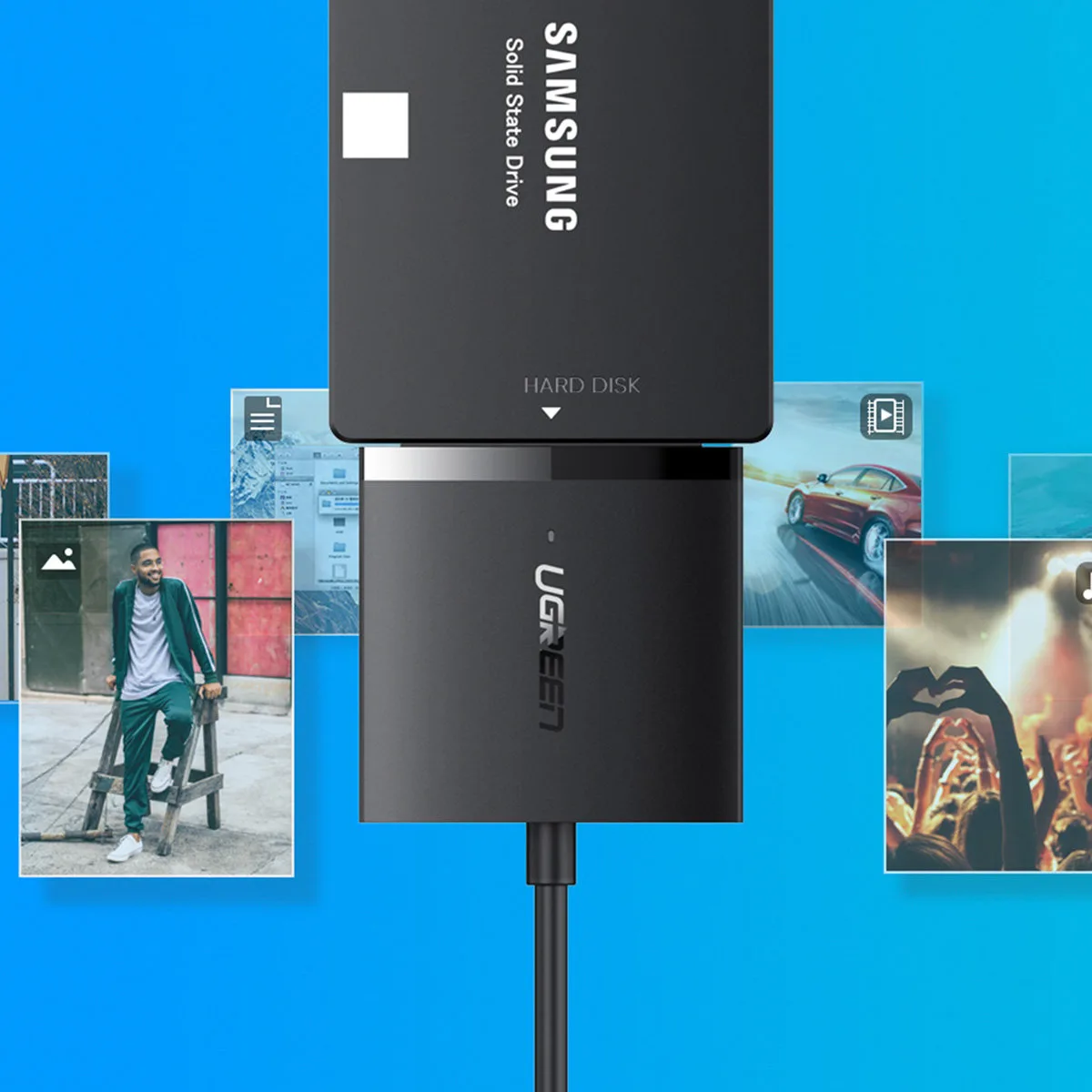 USB 3.0 Adapter Cable for 2.5'' / 3.5'' SATA HDD and SSD up to 12TB - black 8