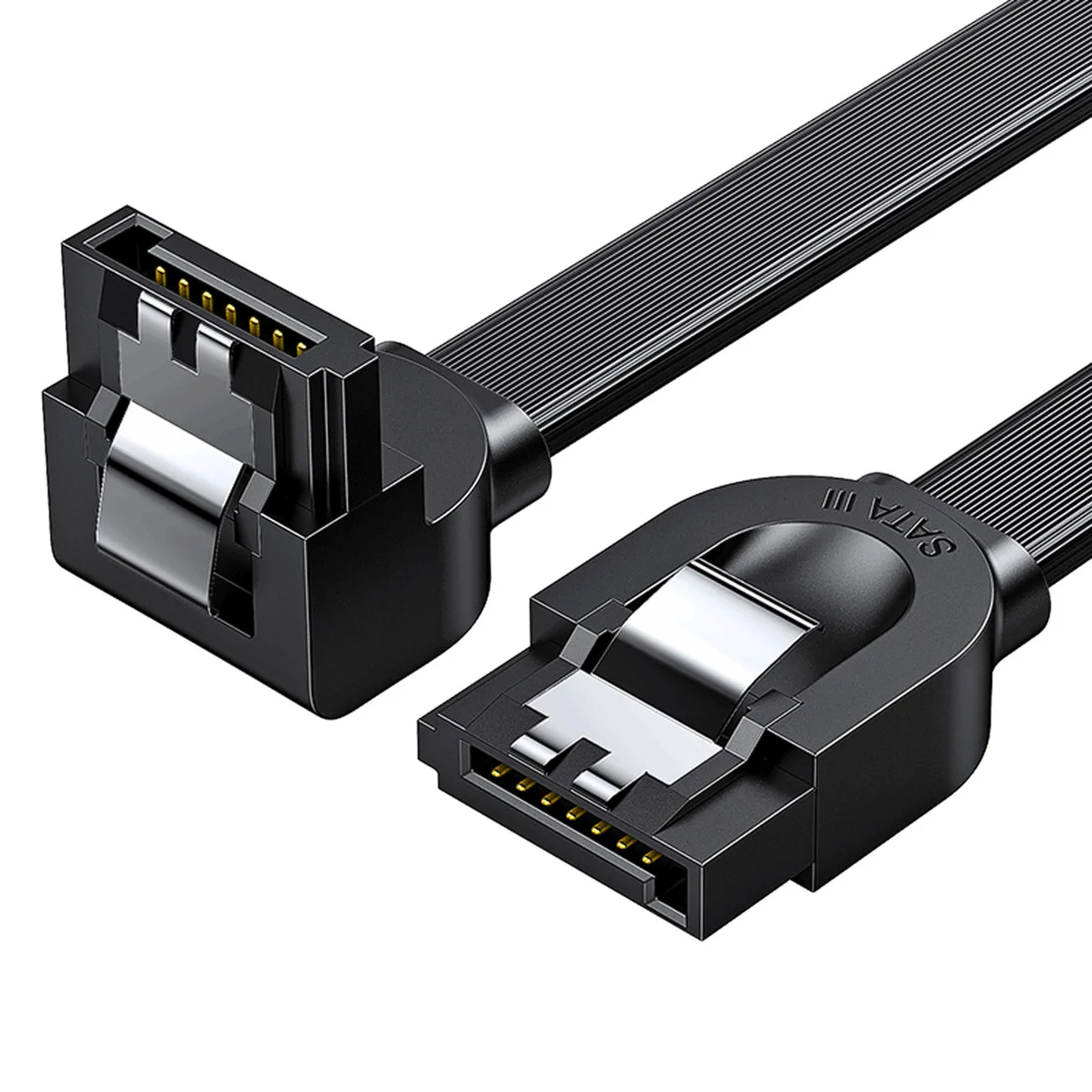 SATA 1.0-3.0 lapos, szögletes kábel, akár 5 Gb/s, 0,5 m – fekete
