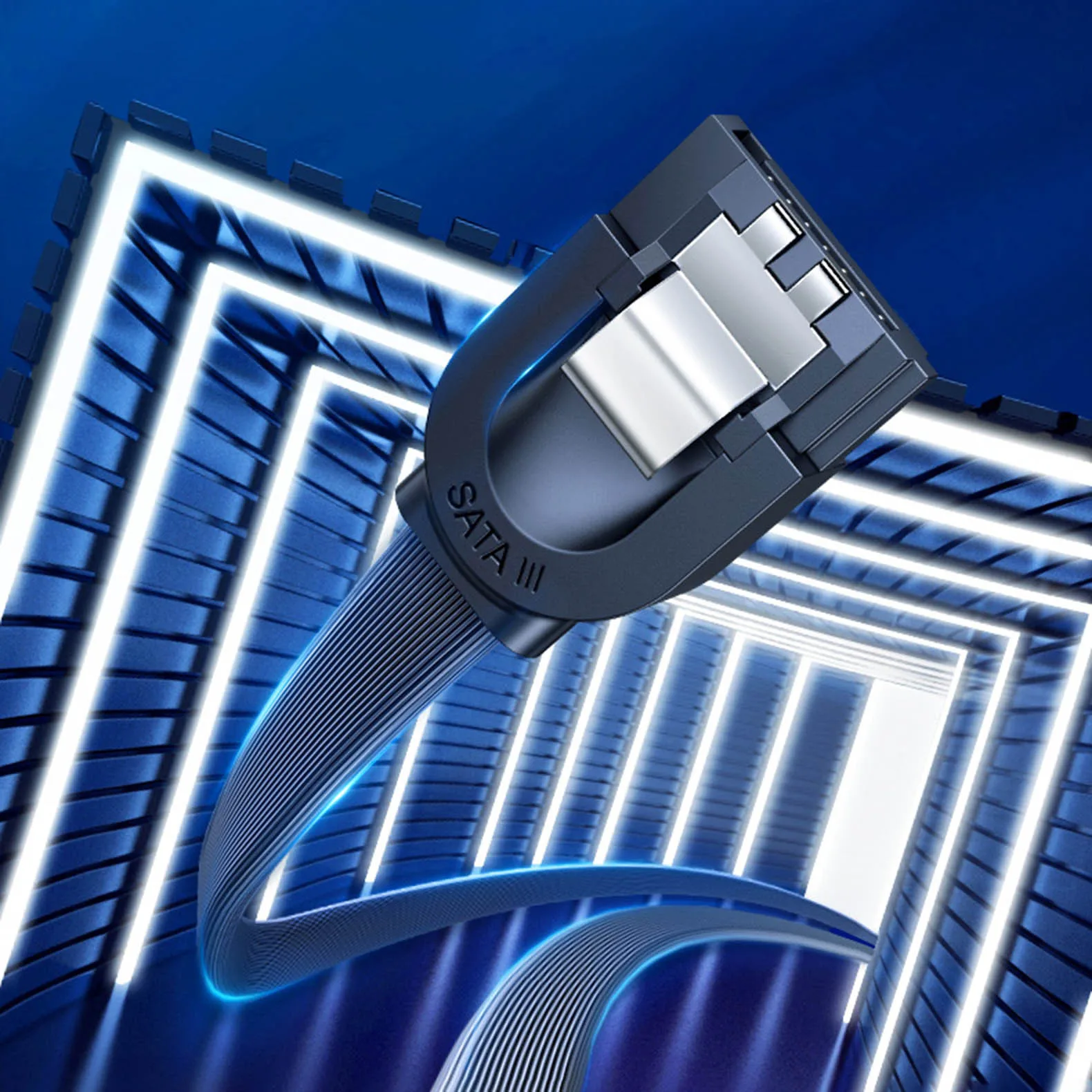 SATA 1.0-3.0 lapos, szögletes kábel, akár 5 Gb/s, 0,5 m – fekete 4