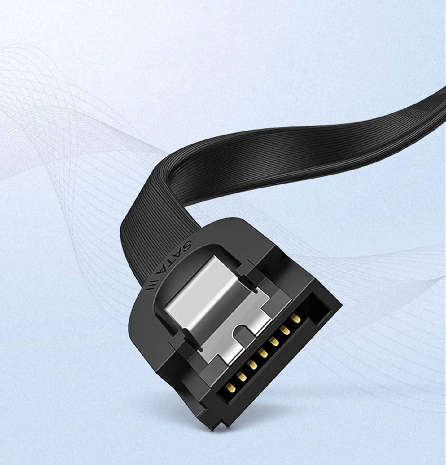 SATA 1.0-3.0 lapos, szögletes kábel, akár 5 Gb/s, 0,5 m – fekete 5