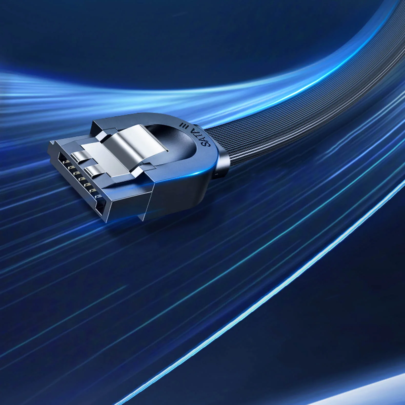SATA 1.0-3.0 lapos, szögletes kábel, akár 5 Gb/s, 0,5 m – fekete 7