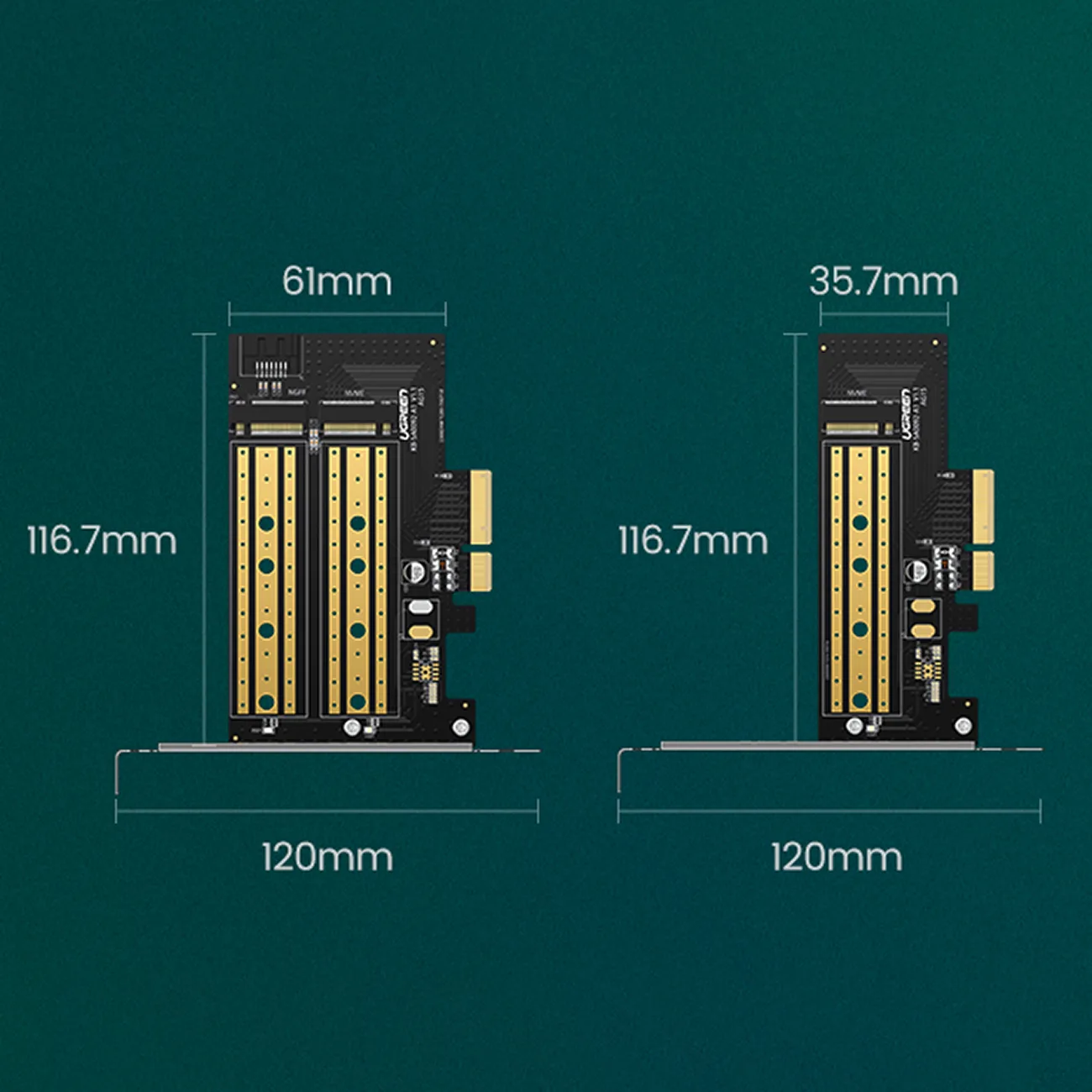 PCIe 3.0 x4 expansion card with two additional M.2 M-Key and M.2 B-Key SSD slots 11