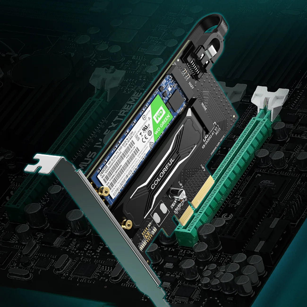 PCIe 3.0 x4 expansion card with two additional M.2 M-Key and M.2 B-Key SSD slots 3