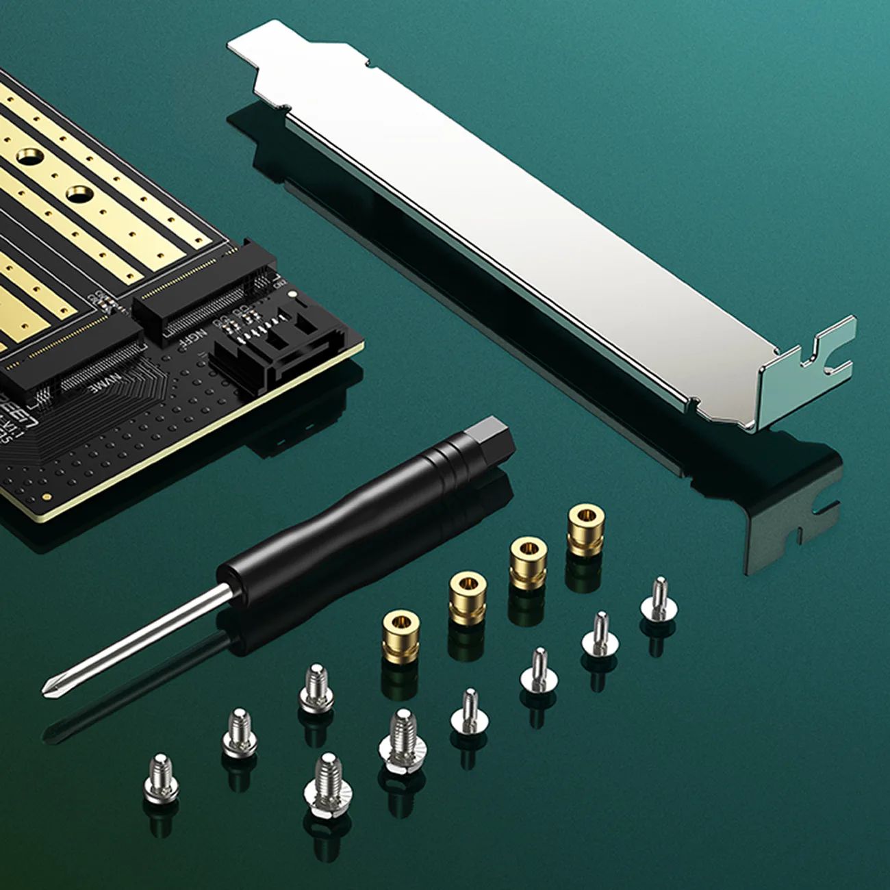 PCIe 3.0 x4 expansion card with two additional M.2 M-Key and M.2 B-Key SSD slots 8
