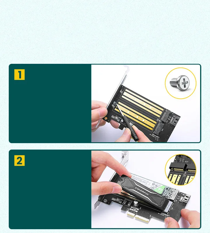 PCIe 3.0 x4 expansion card with two additional M.2 M-Key and M.2 B-Key SSD slots 9