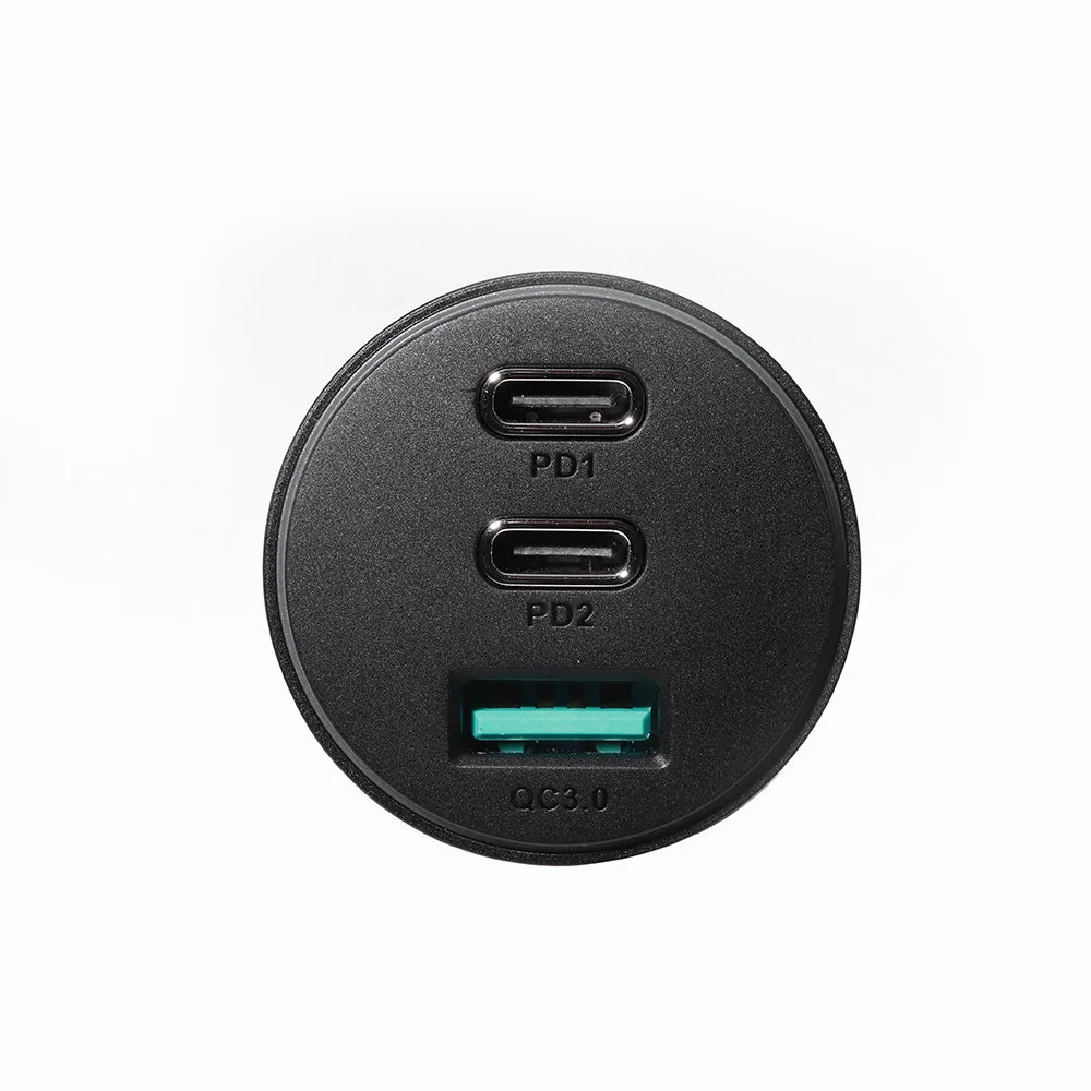 Ładowarka samochodowa do zapalniczki 3 porty USB i 2x USB-C 70W - czarna 3