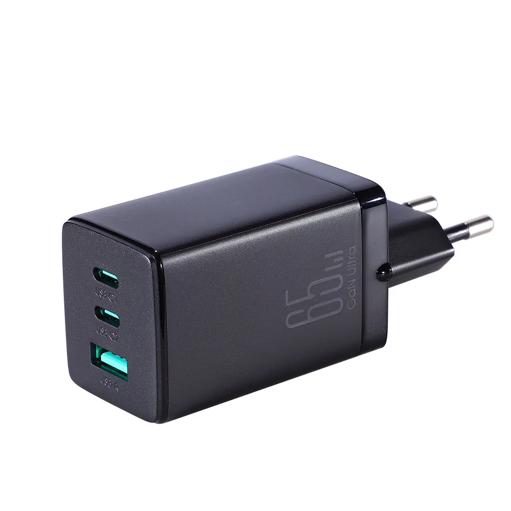 Szybka ładowarka sieciowa GaN USB 2x USB-C + kabel USB-C 1.2m - czarna 3