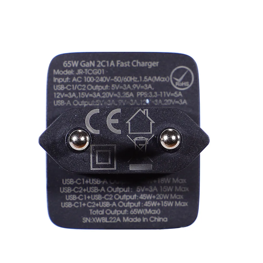 Szybka ładowarka sieciowa GaN USB 2x USB-C + kabel USB-C 1.2m - czarna 6