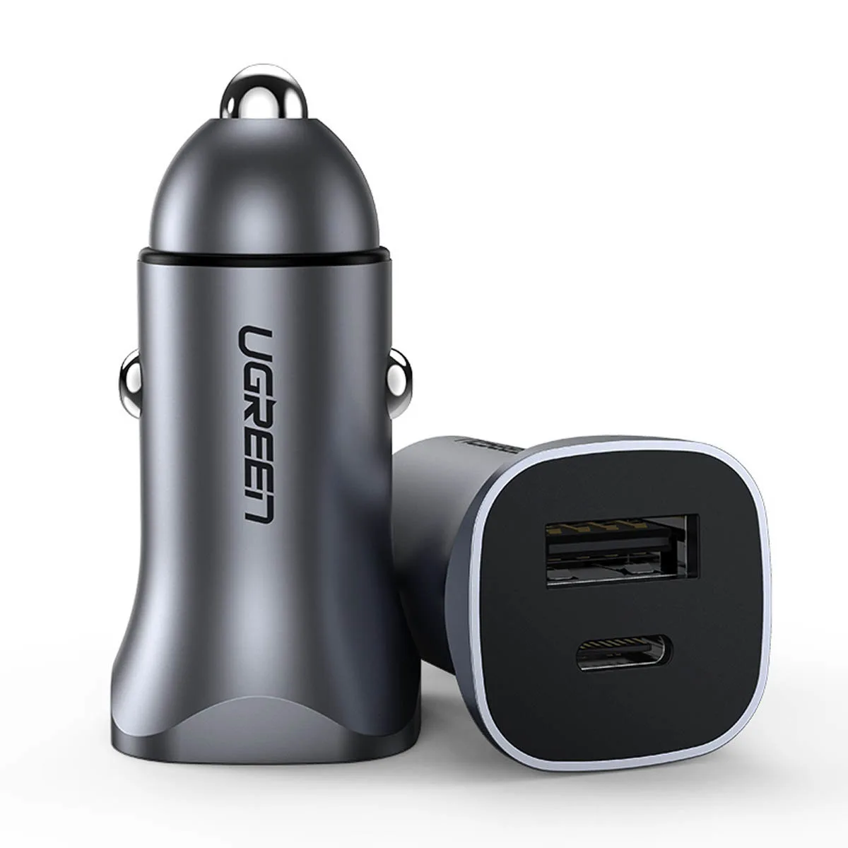 30 W-os PD PPS USB-A és USB-C gyors autós töltő – szürke