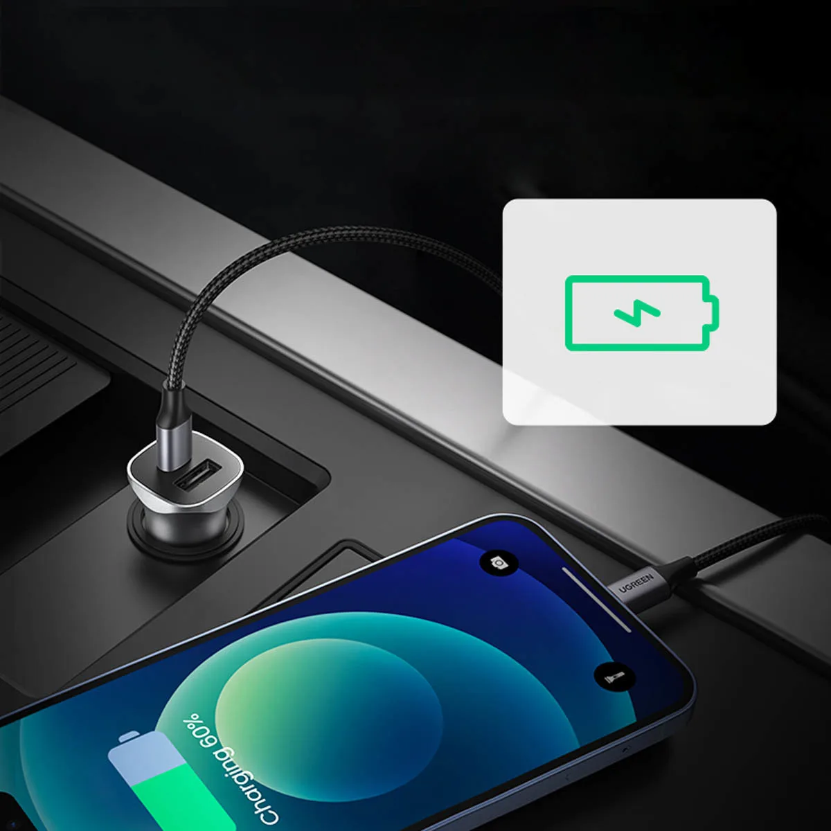 Szybka ładowarka samochodowa USB-A i USB-C 30W PD PPS - szara 4