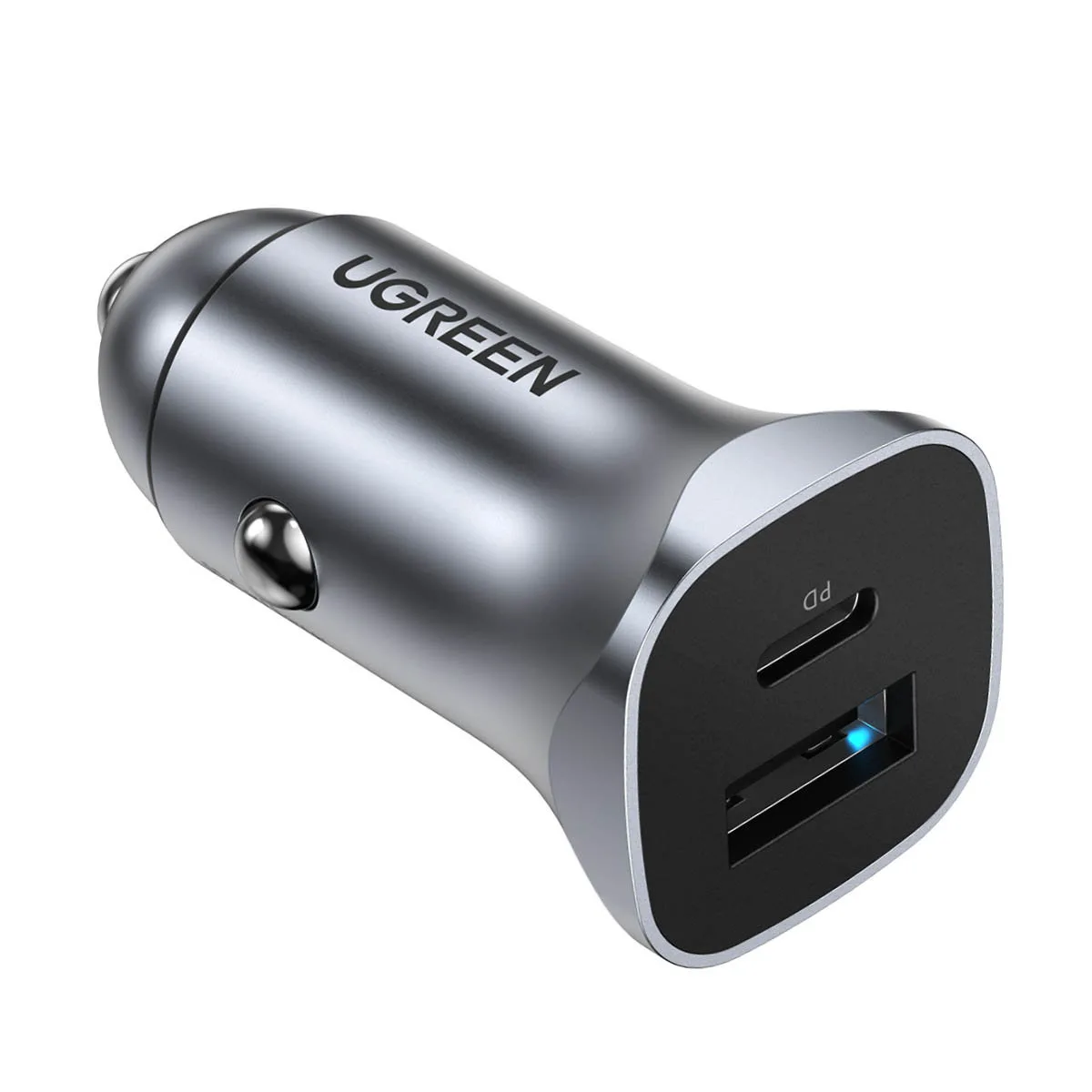 Szybka ładowarka samochodowa USB-A i USB-C 30W PD PPS - szara 6