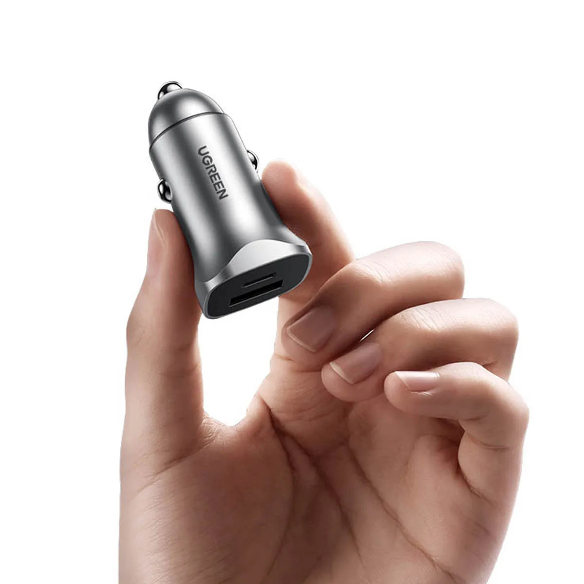 Szybka ładowarka samochodowa USB-A i USB-C 30W PD PPS - szara 8