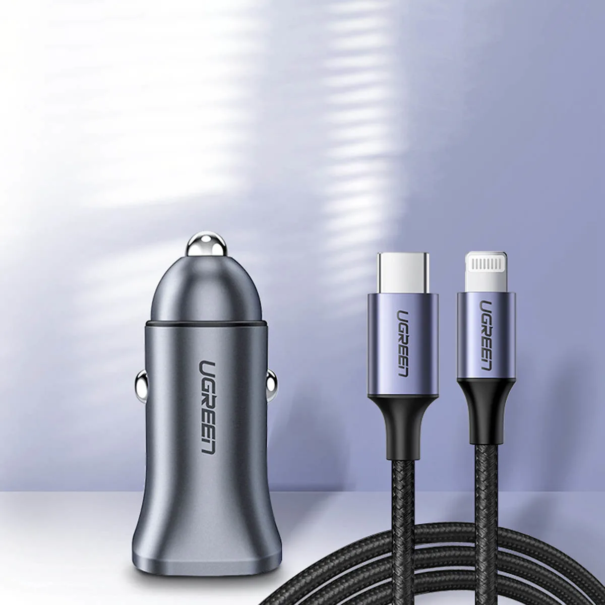 Szybka ładowarka samochodowa USB-A i USB-C 30W PD PPS - szara 9