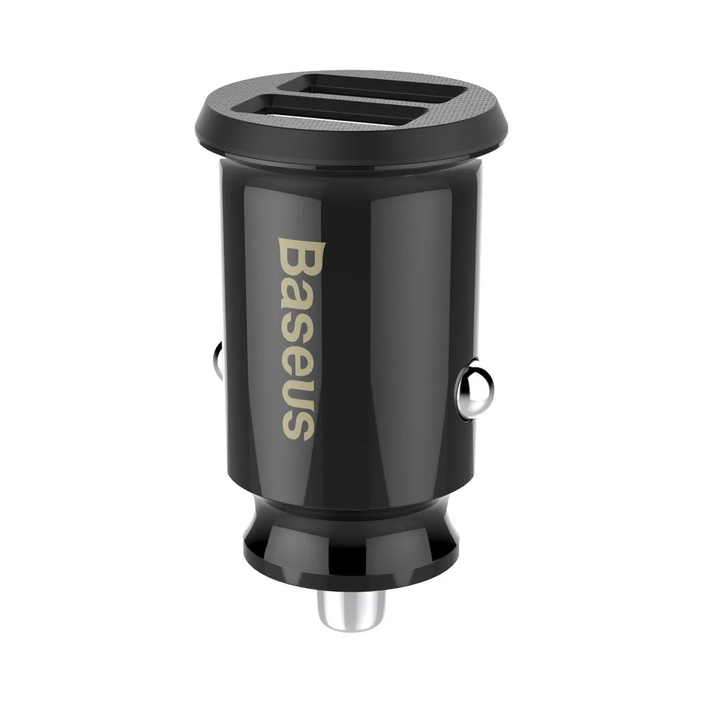 Mini autós töltő telefonhoz, 2x USB, Grain autós töltő, fekete
