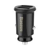 Mini car charger for phone, 2x USB, Grain Car Charger, black