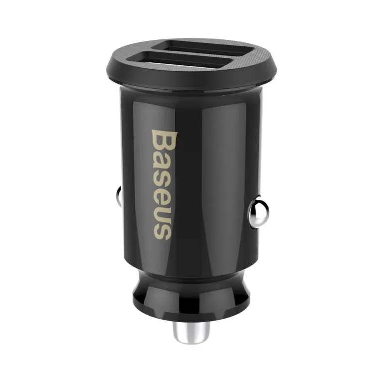 Mini autós töltő telefonhoz, 2x USB, Grain autós töltő, fekete