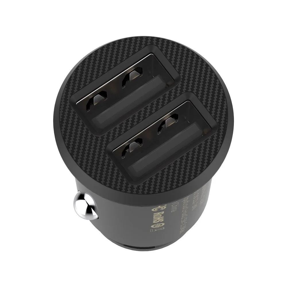 Mini car charger for phone, 2x USB, Grain Car Charger, black 3
