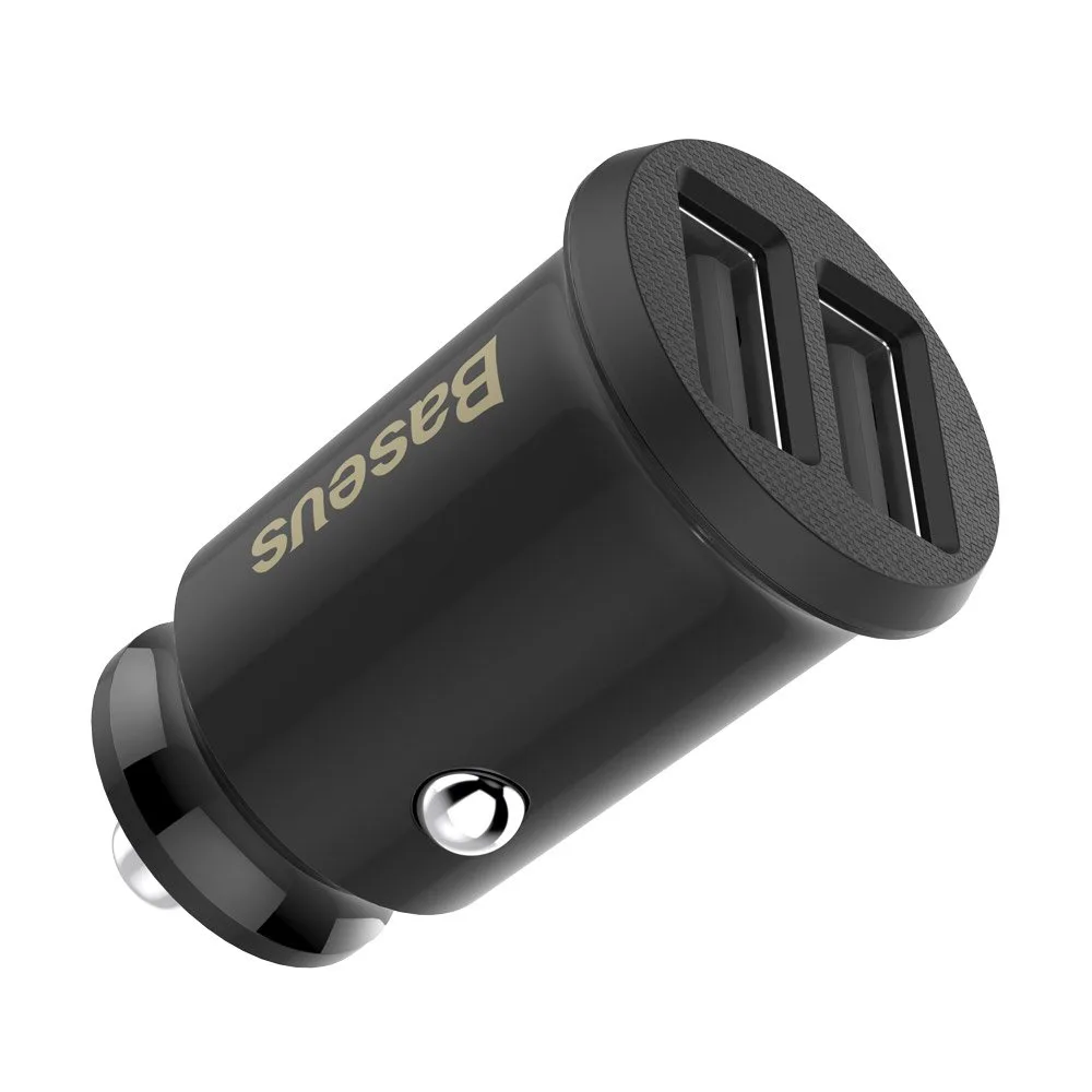 Mini car charger for phone, 2x USB, Grain Car Charger, black 4