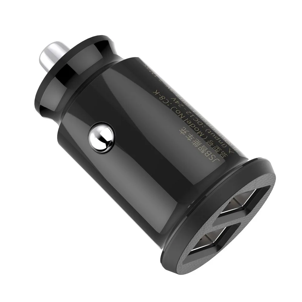 Mini car charger for phone, 2x USB, Grain Car Charger, black 5