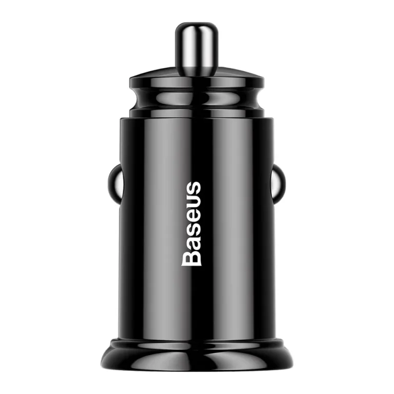 Kerek intelligens autós töltő 2x USB QC3.0 Quick Charge 3.0 SCP AFC 30 W fekete