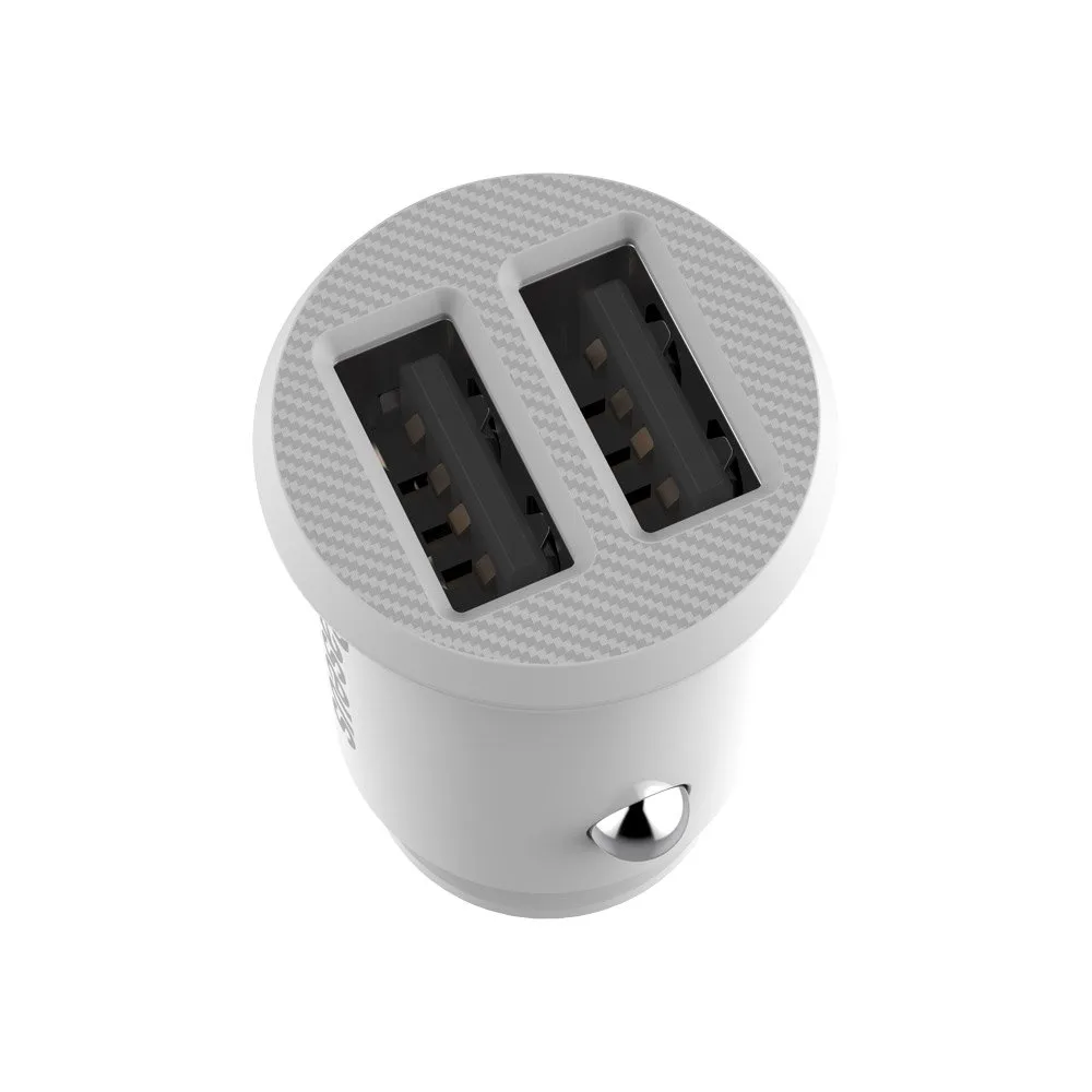 Mini Car Charger for Phone 2x USB Grain Car Charger White 4
