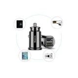 Mini automobilski punjač za telefon 2x USB zrnati automobilski punjač bijeli 9