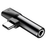 Audio konverter L41 adapter s USB-C na USB-C + 3,5 mm priključak, crni