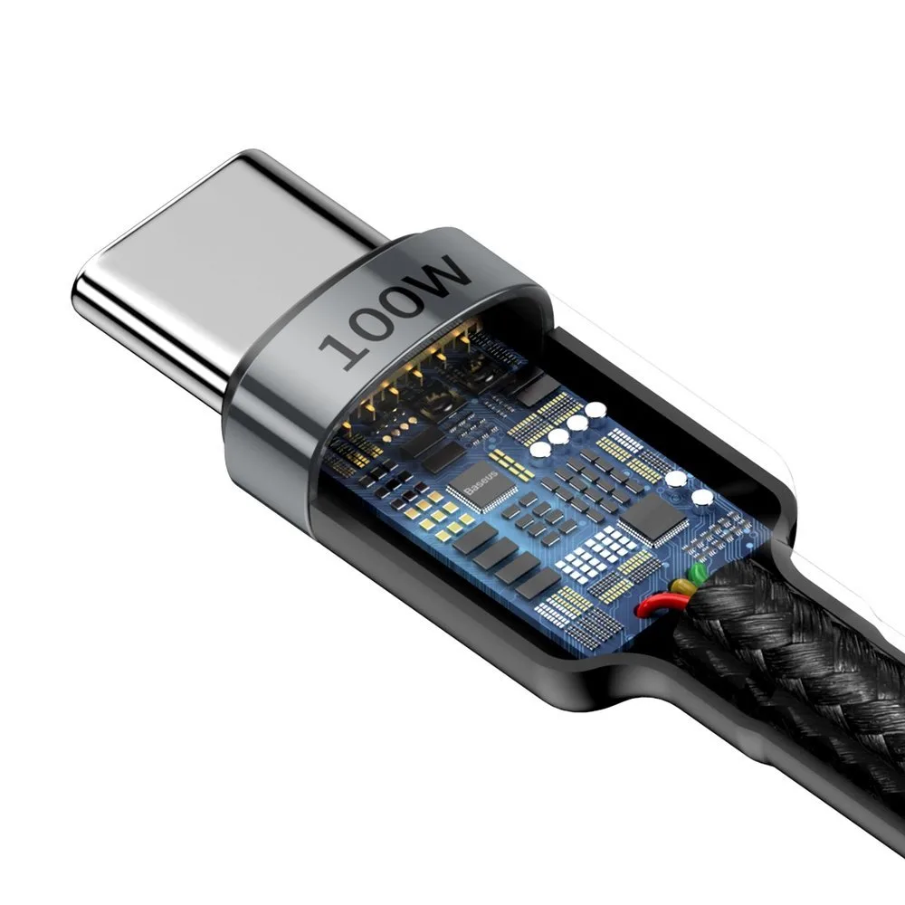 Cablu Cafule din nailon USB-C Power Delivery 2.0 100 W 20 V 5 A 2 m, gri 5