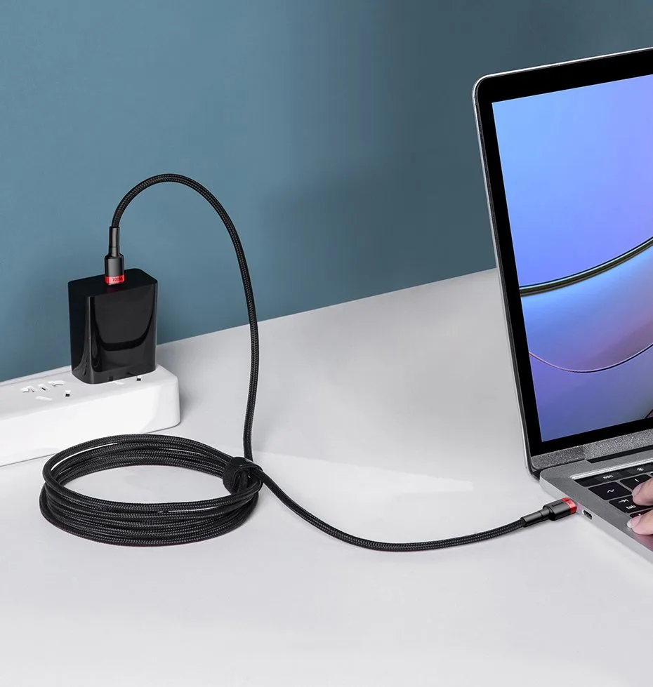 Cablu Cafule din nailon USB-C Power Delivery 2.0 100 W 20 V 5 A 2 m, gri 8