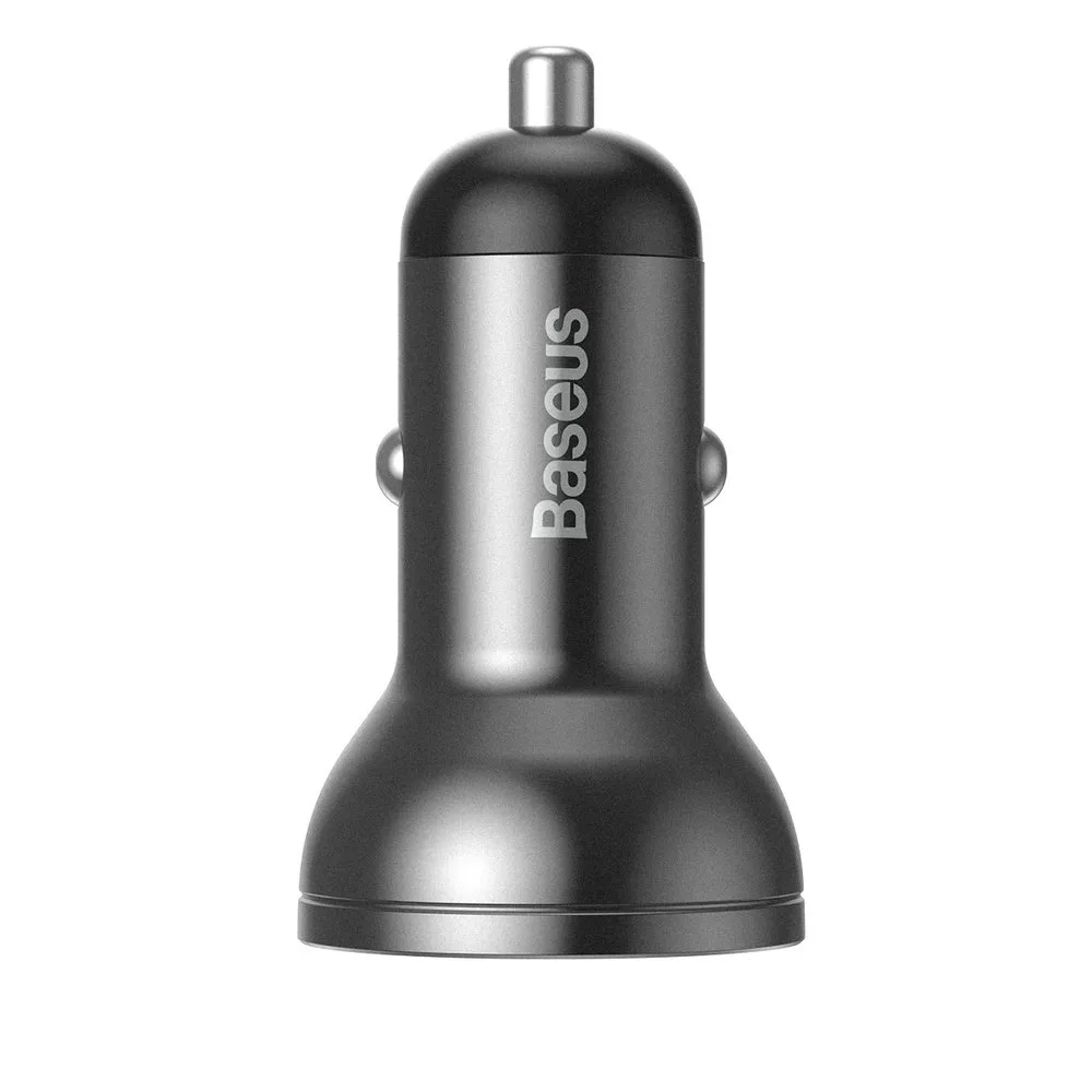 2x USB 4.8A 24W car charger with LCD display + 3-in-1 cable 1.2m black 4